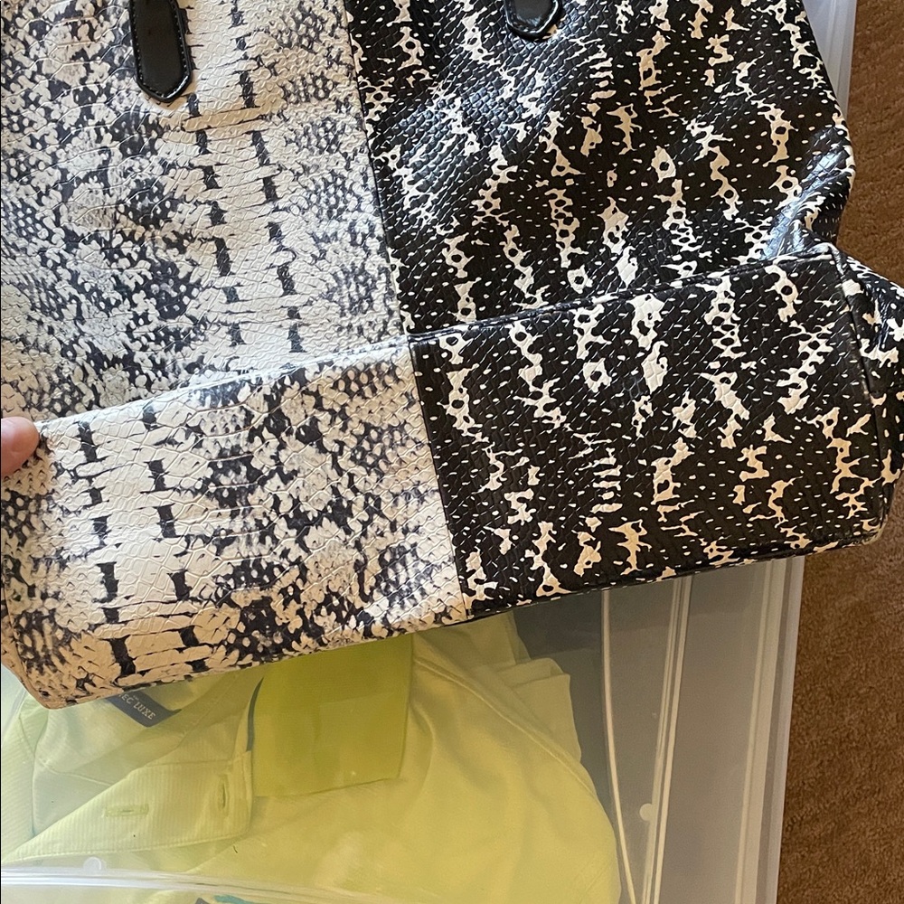 Coach Black and Cream Snakeskin Tote - Picture 6 of 11
